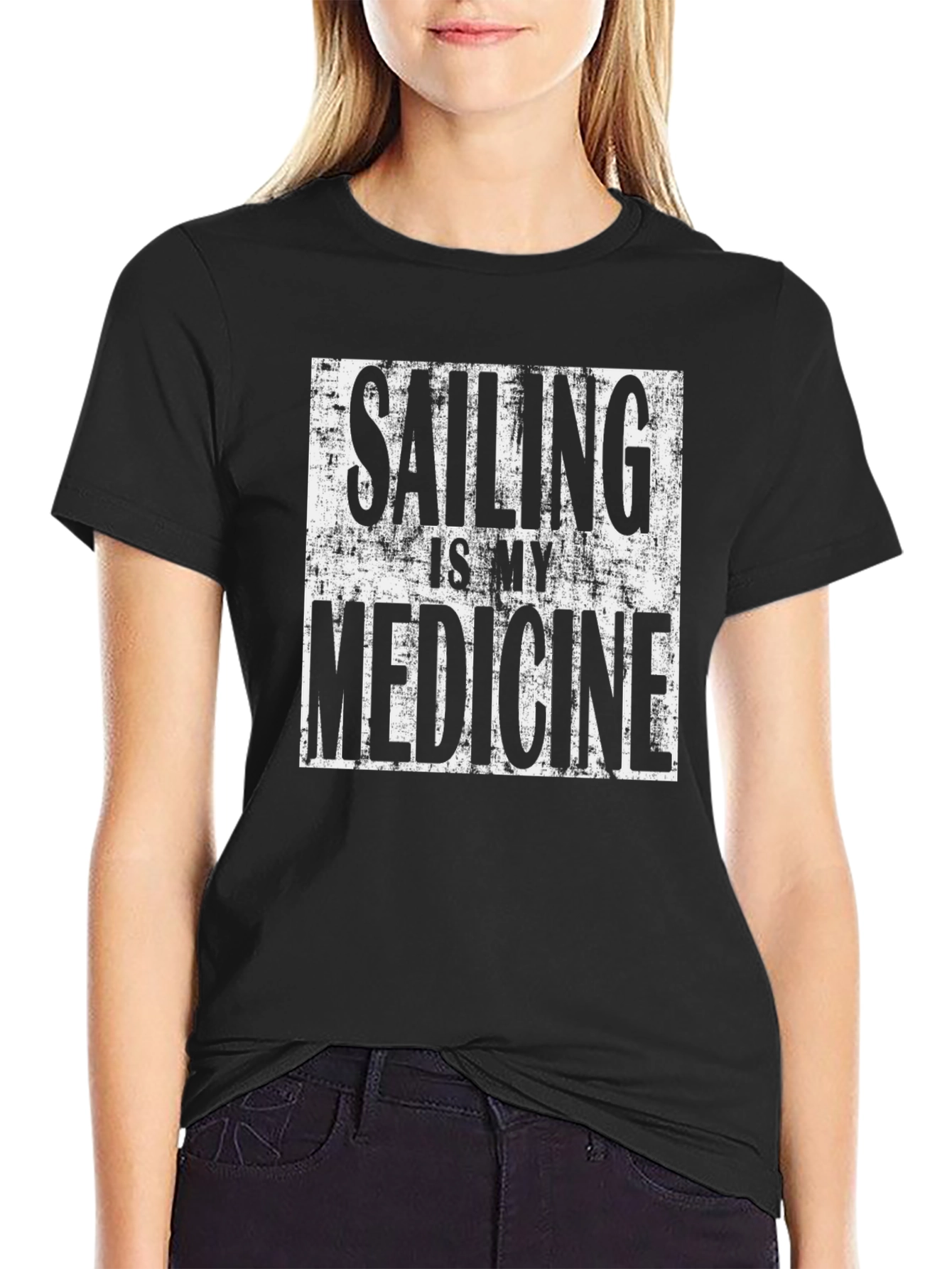 Sailing is My Medicine Black Graphic Tee