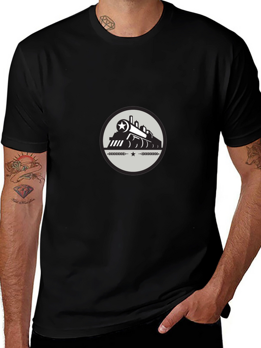 Train Graphic Black T-Shirt - Vintage Style