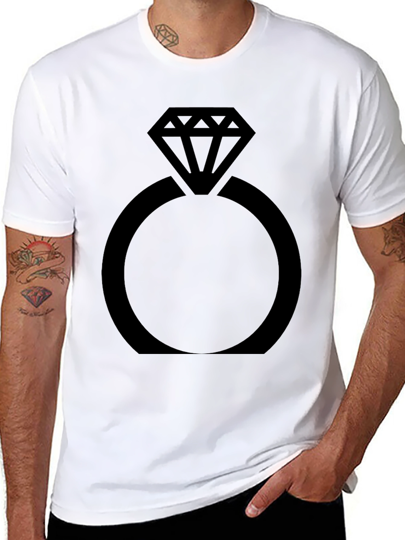 Engagement Ring Graphic Tee - Black Cotton Comfort