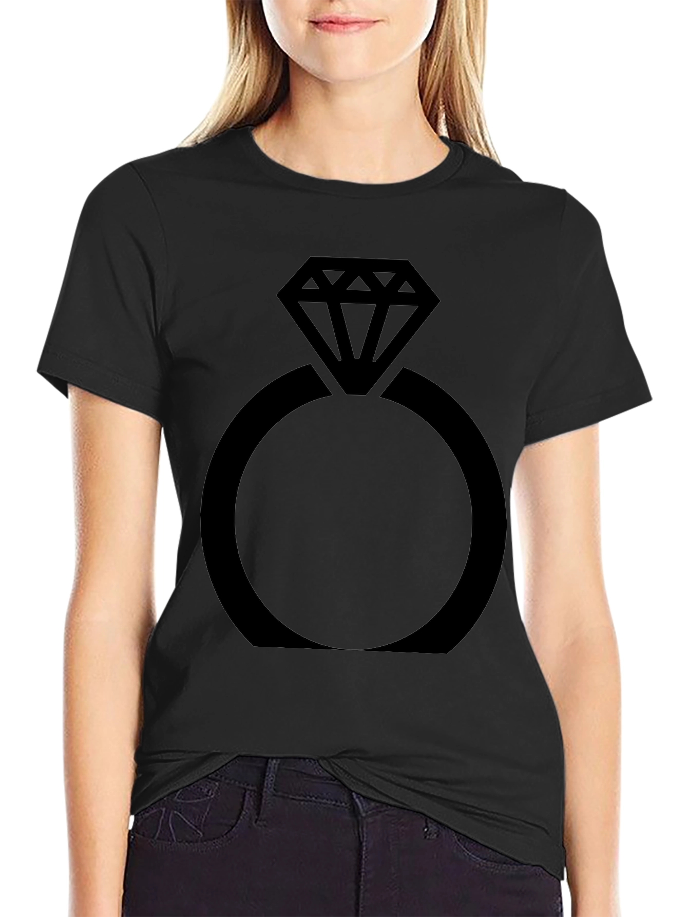 Engagement Ring Graphic Tee - Black Cotton Comfort
