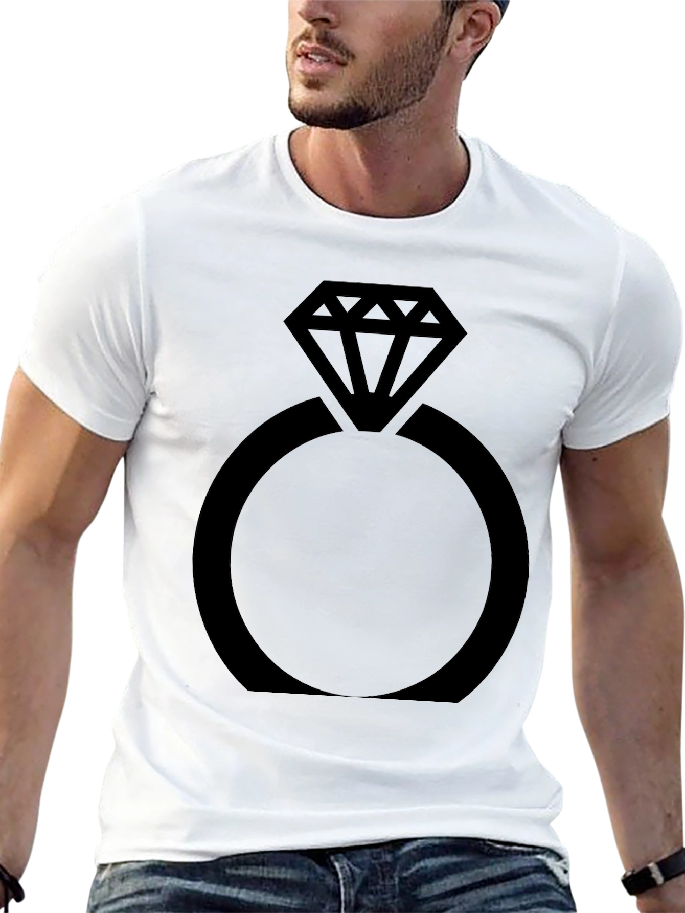 Engagement Ring Graphic Tee - Black Cotton Comfort