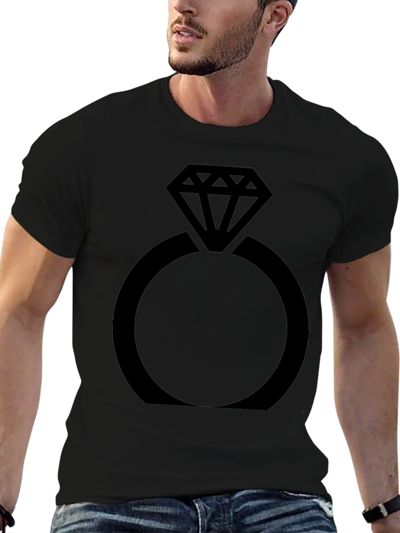 Engagement Ring Graphic Tee - Black Cotton Comfort