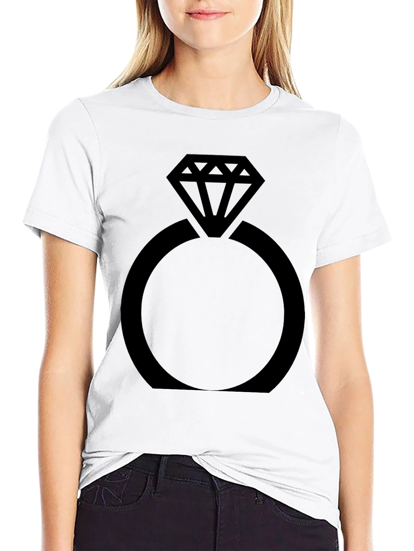 Engagement Ring Graphic Tee - Black Cotton Comfort