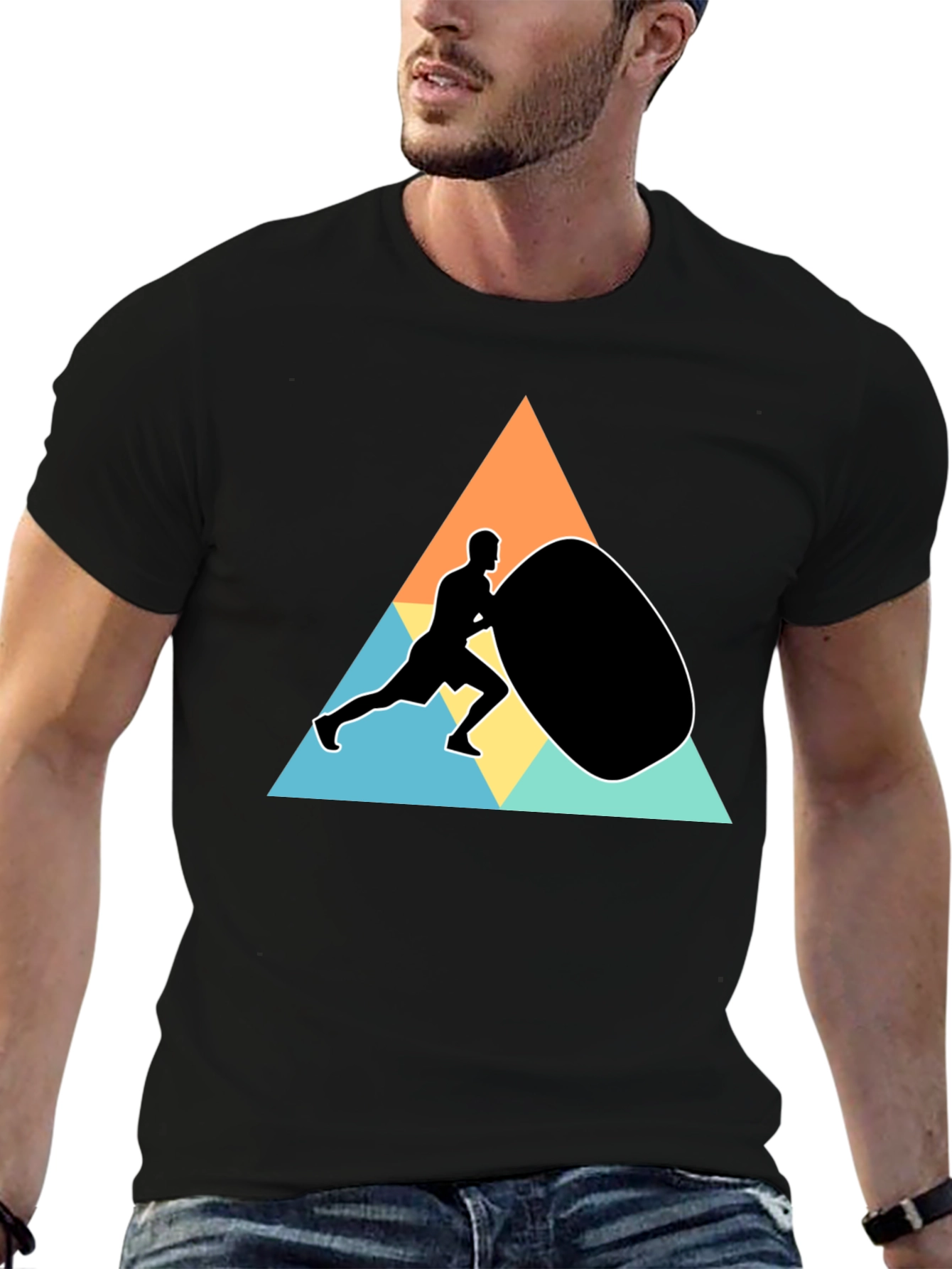Workout Graphic Tee - Black Casual Cotton Blend