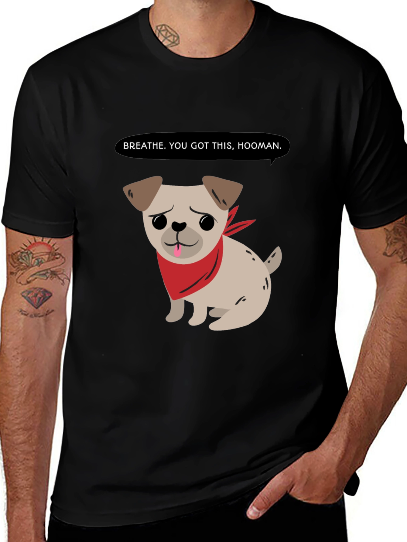 Motivational Pug T-Shirt - Breathe You Got This!