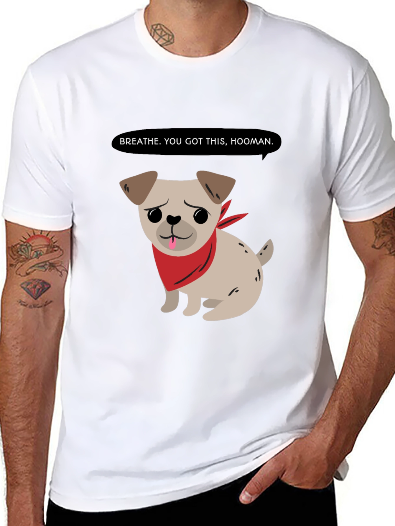 Motivational Pug T-Shirt - Breathe You Got This!