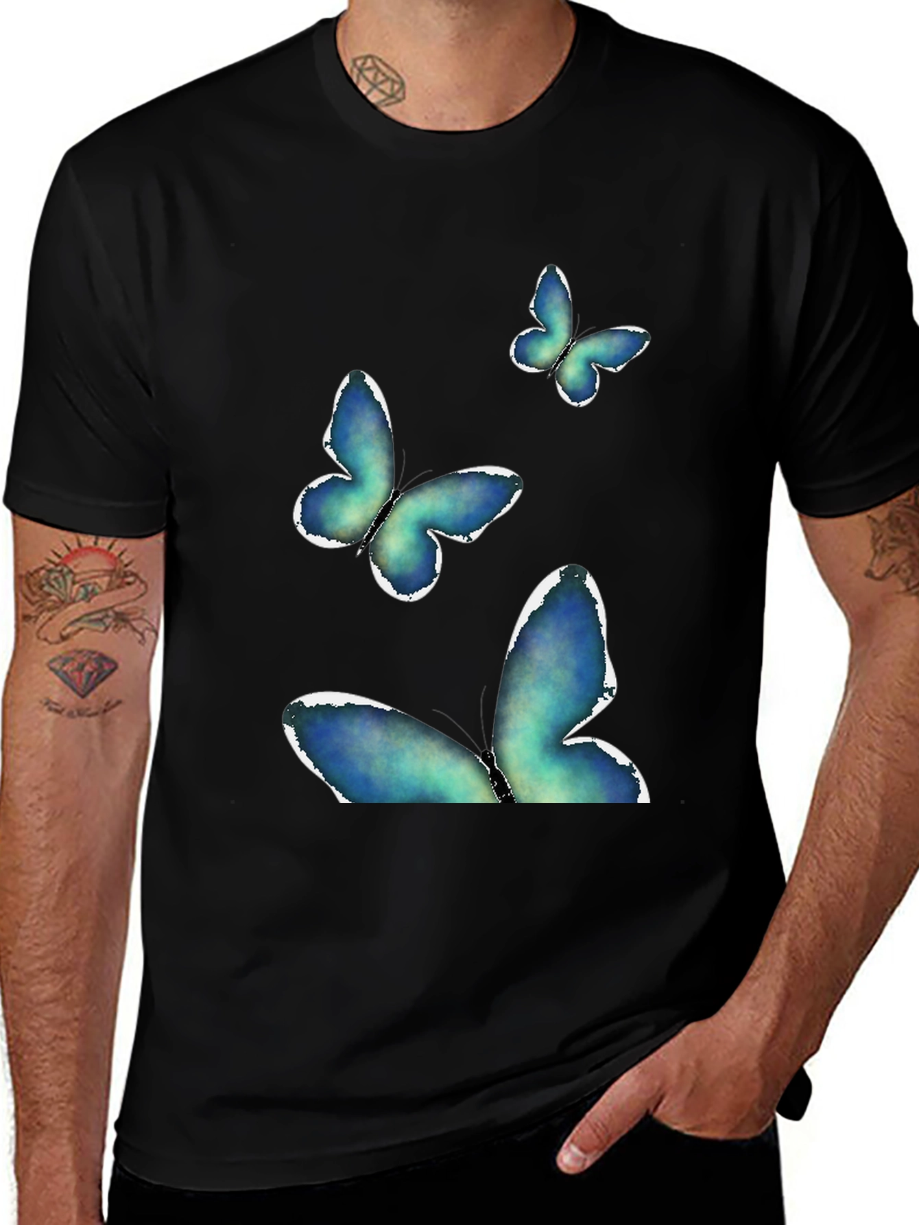 Butterfly Graphic Print Black Tee