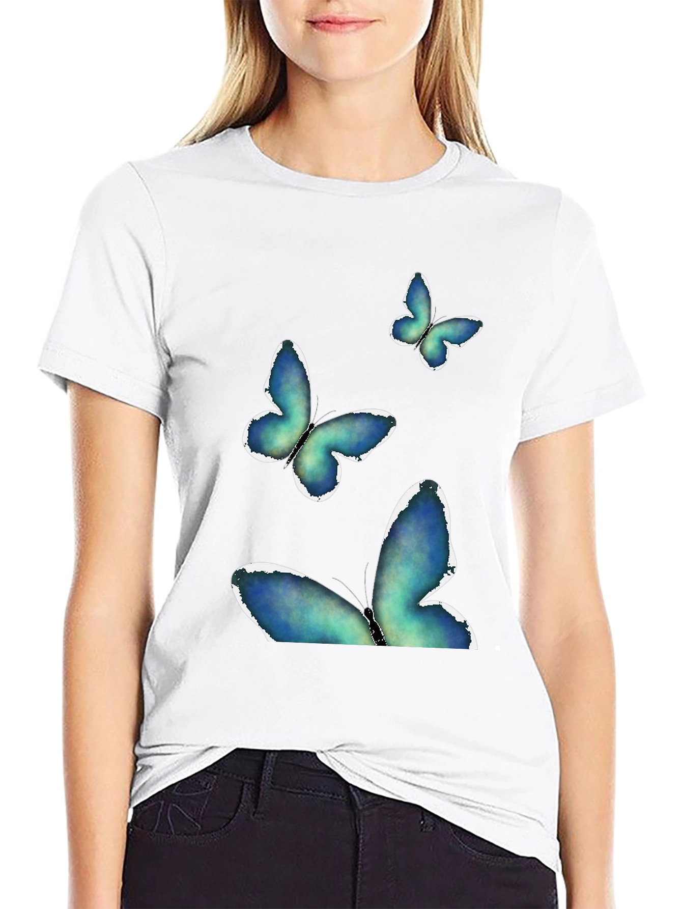 Butterfly Graphic Print Black Tee