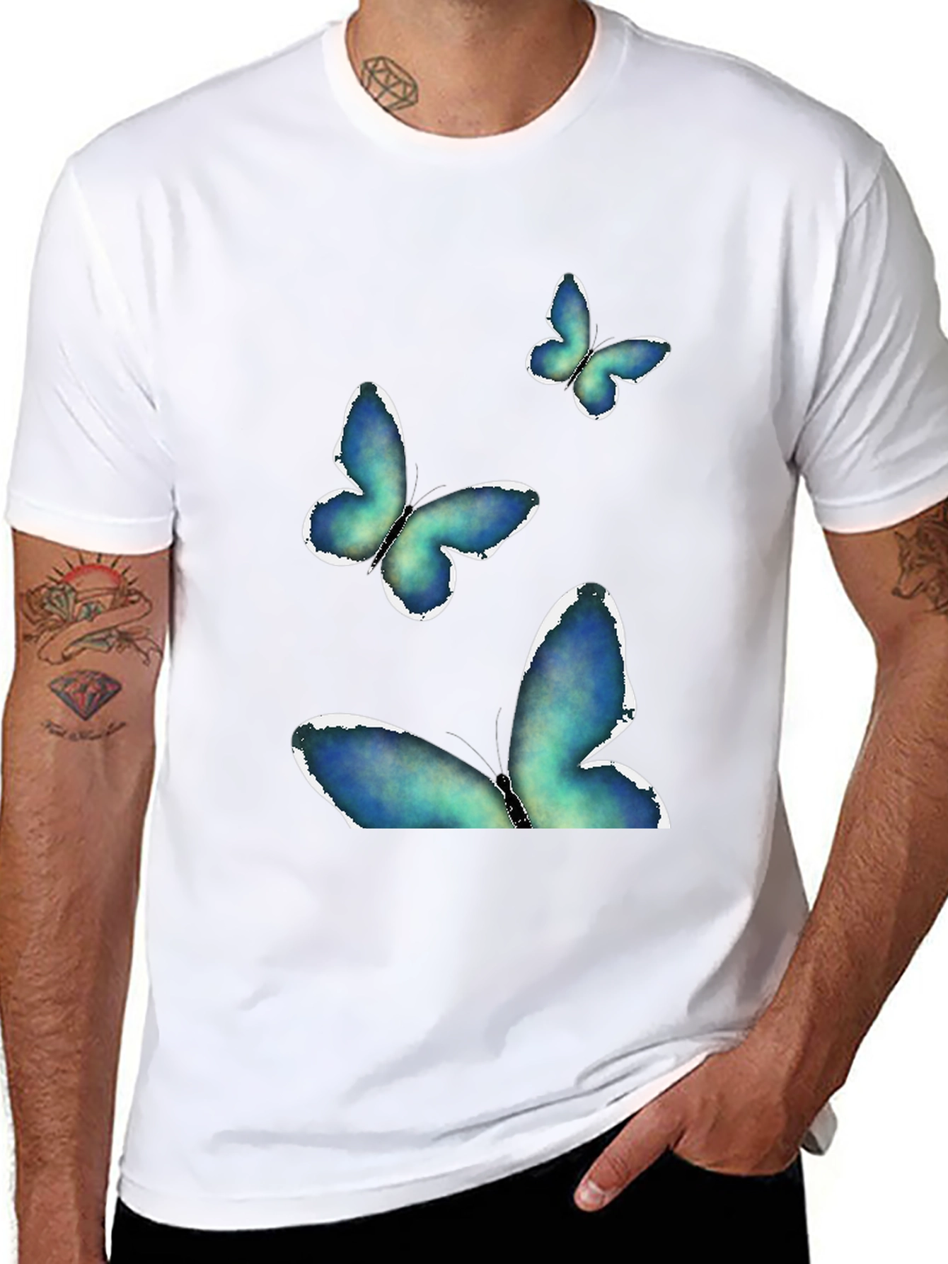 Butterfly Graphic Print Black Tee