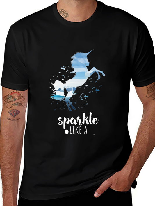 Unicorn Sparkle Graphic Tee - Black T-Shirt