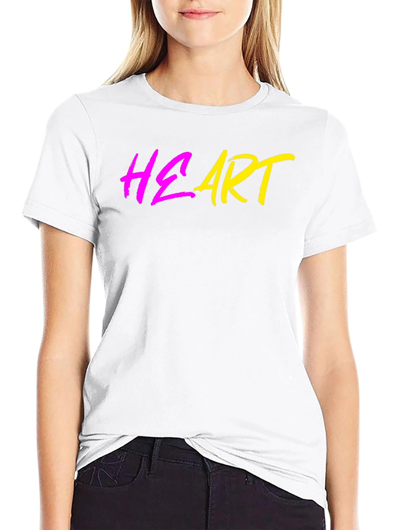 Heart Graphic Black Tee - Trendy Casual Wear