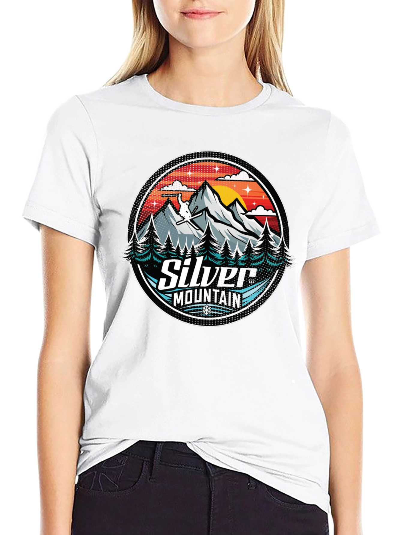 Silver Mountain Graphic Tee - Black Cotton Blend