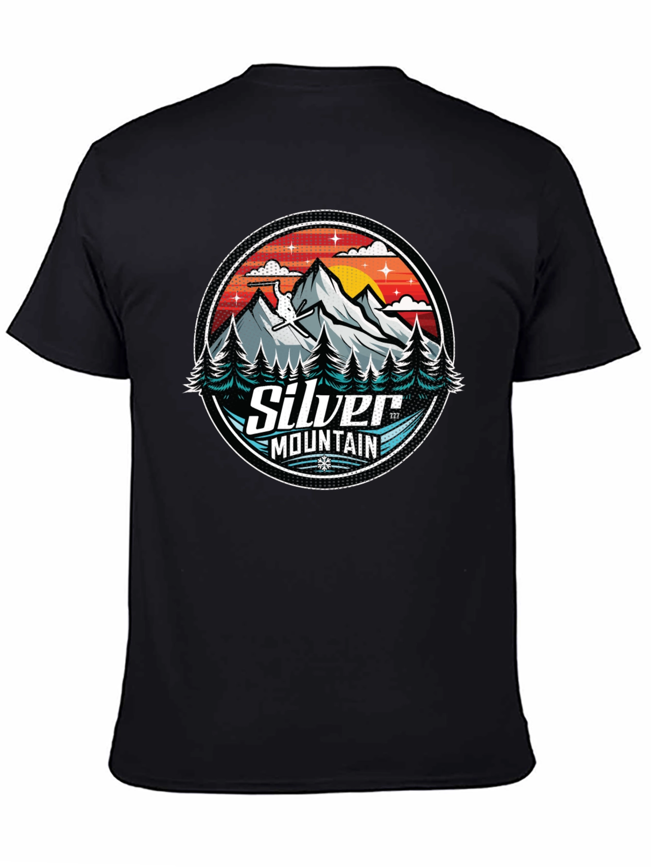 Silver Mountain Graphic Tee - Black Cotton Blend