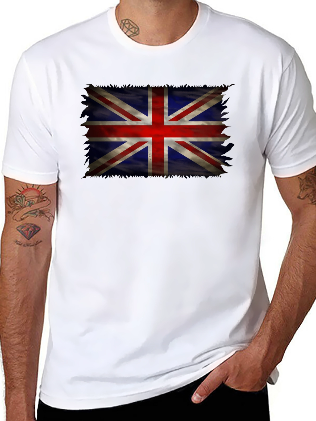 Union Jack Flag Graphic Tee - Distressed UK Design