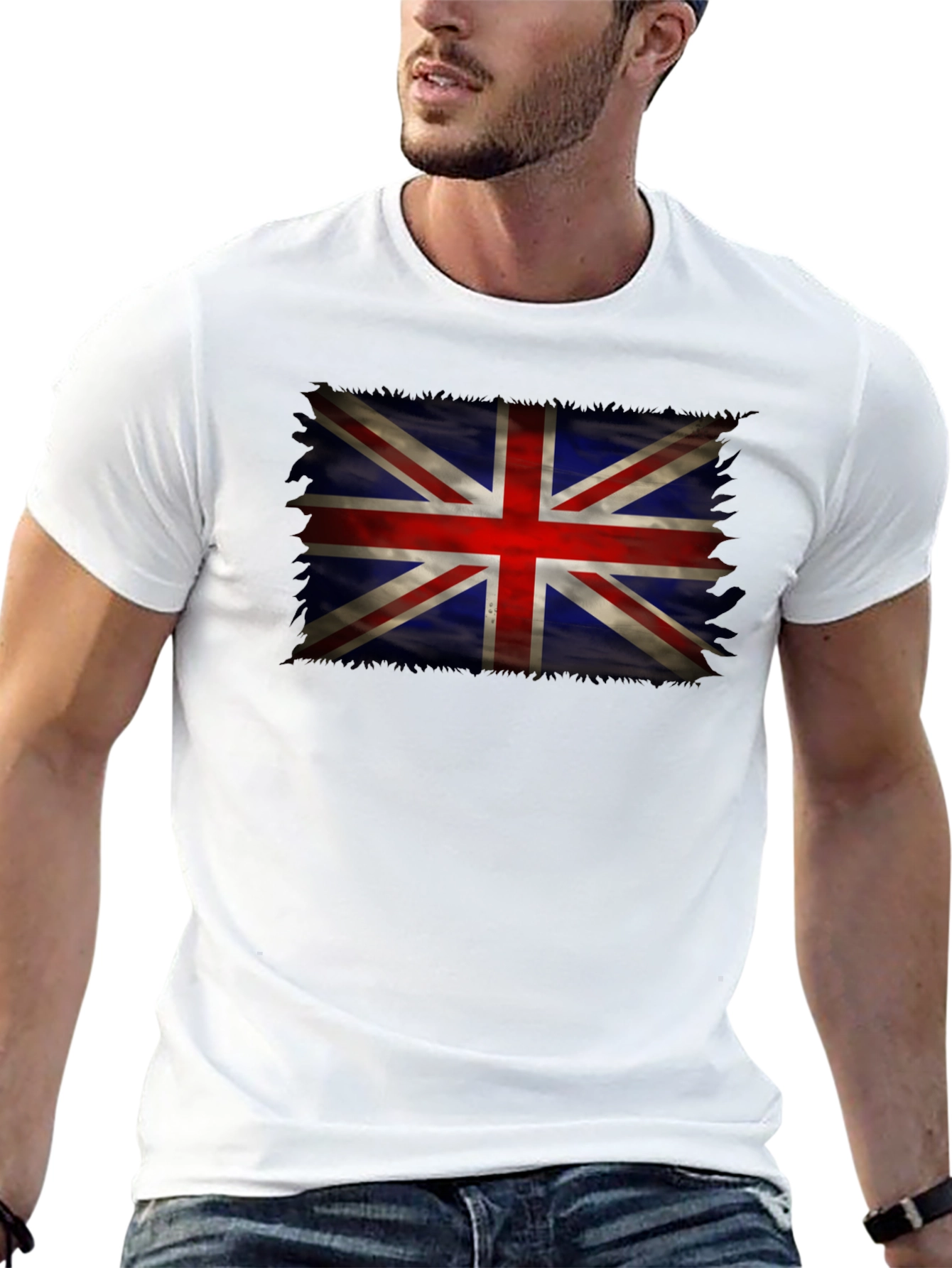 Union Jack Flag Graphic Tee - Distressed UK Design
