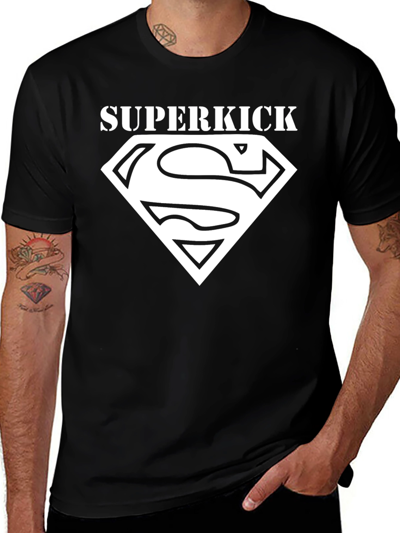 Superkick Superman Inspired Black T-Shirt