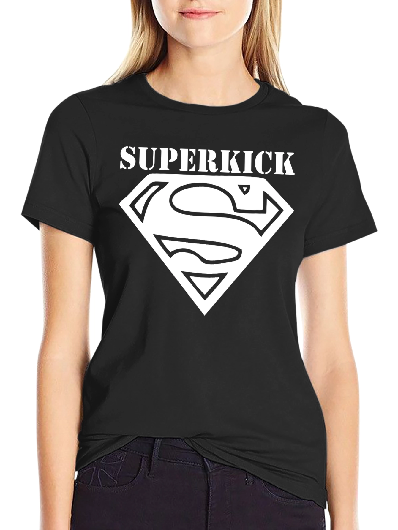 Superkick Superman Inspired Black T-Shirt