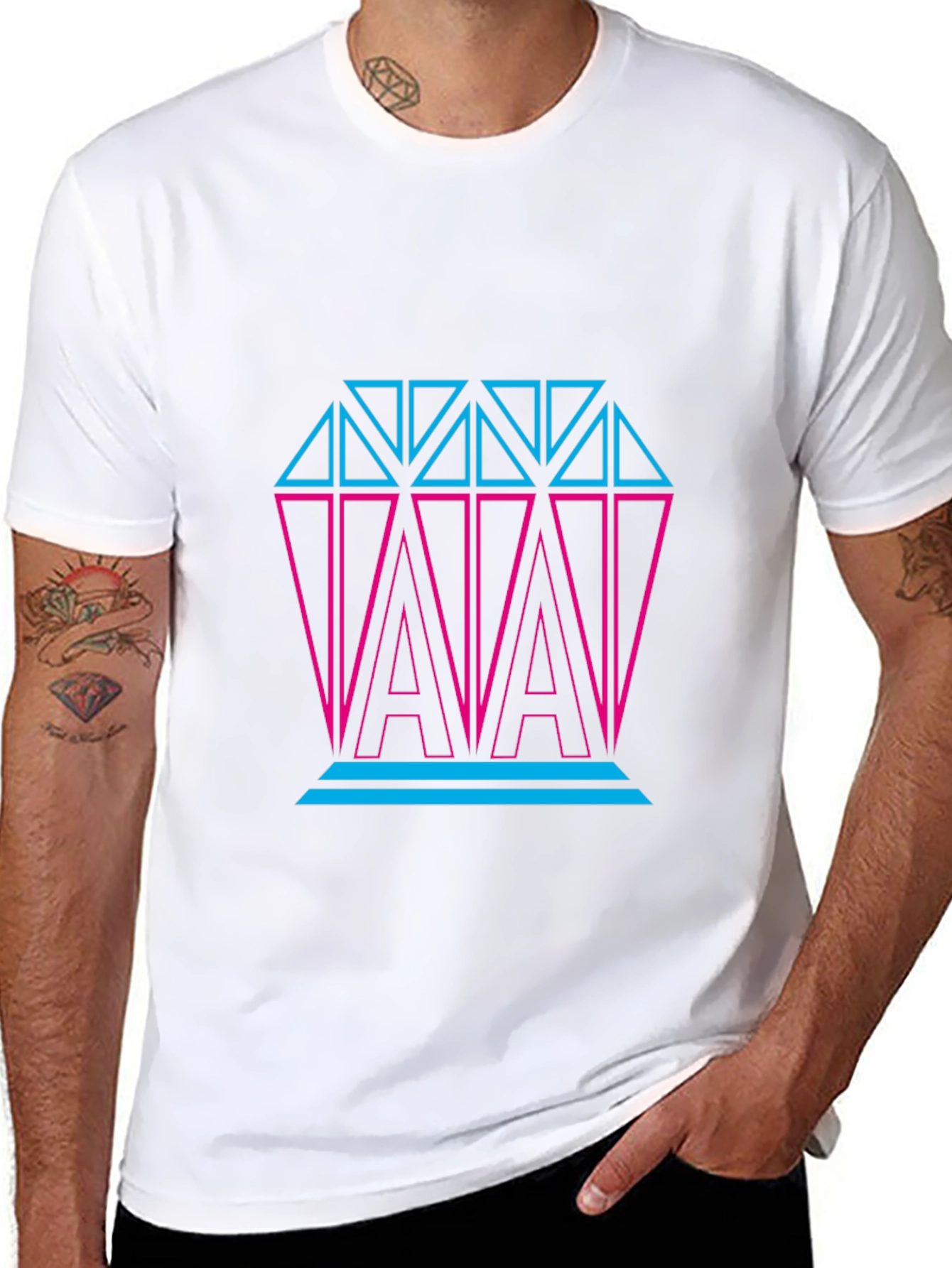 Neon Diamond Graphic Print Black T-Shirt