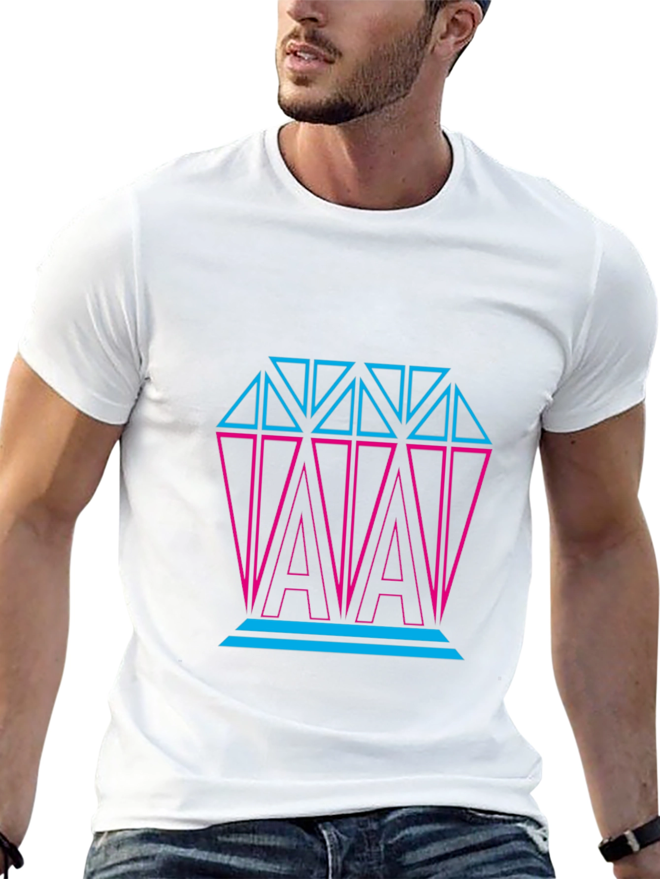 Neon Diamond Graphic Print Black T-Shirt