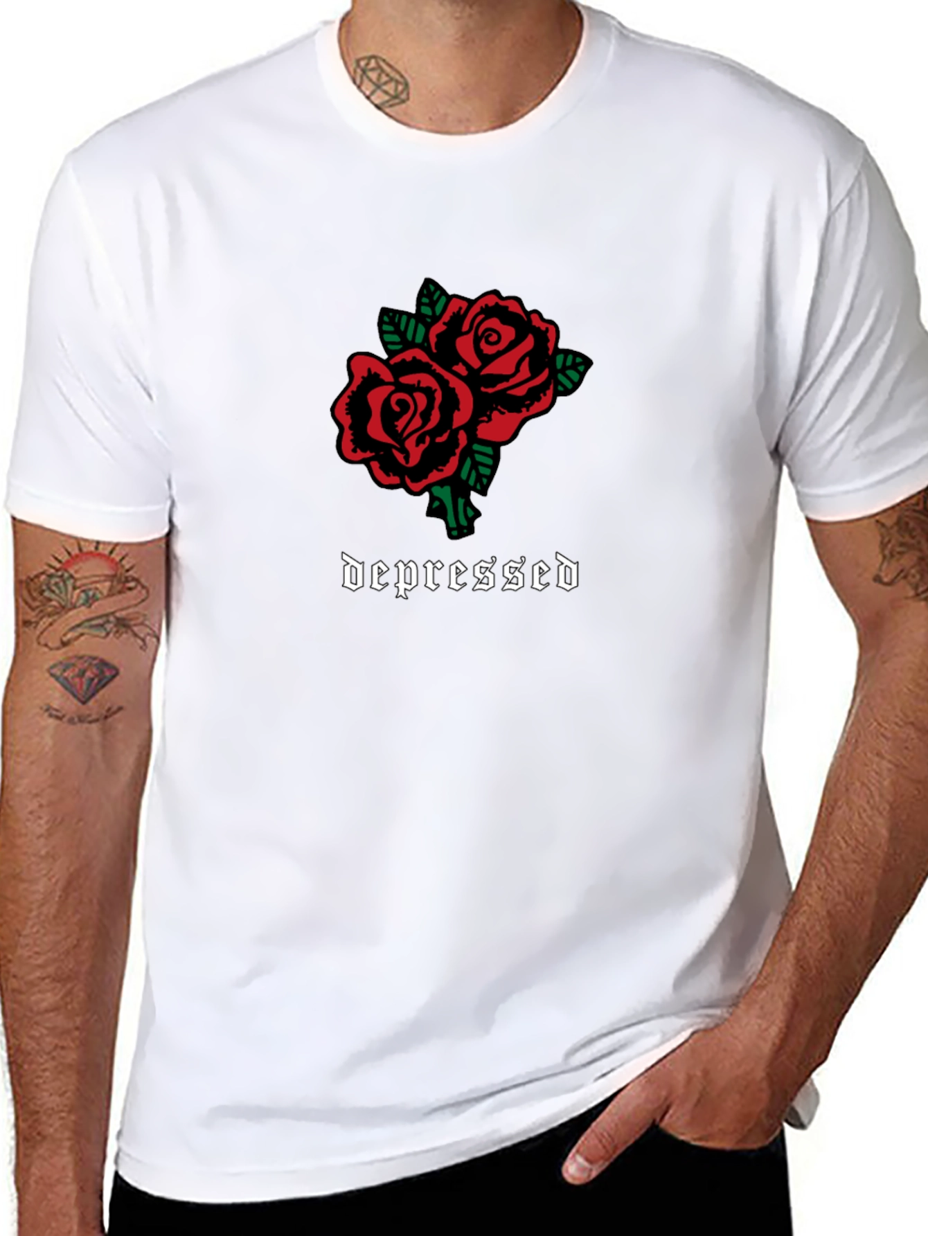 Depressed Roses Graphic T-Shirt - Black