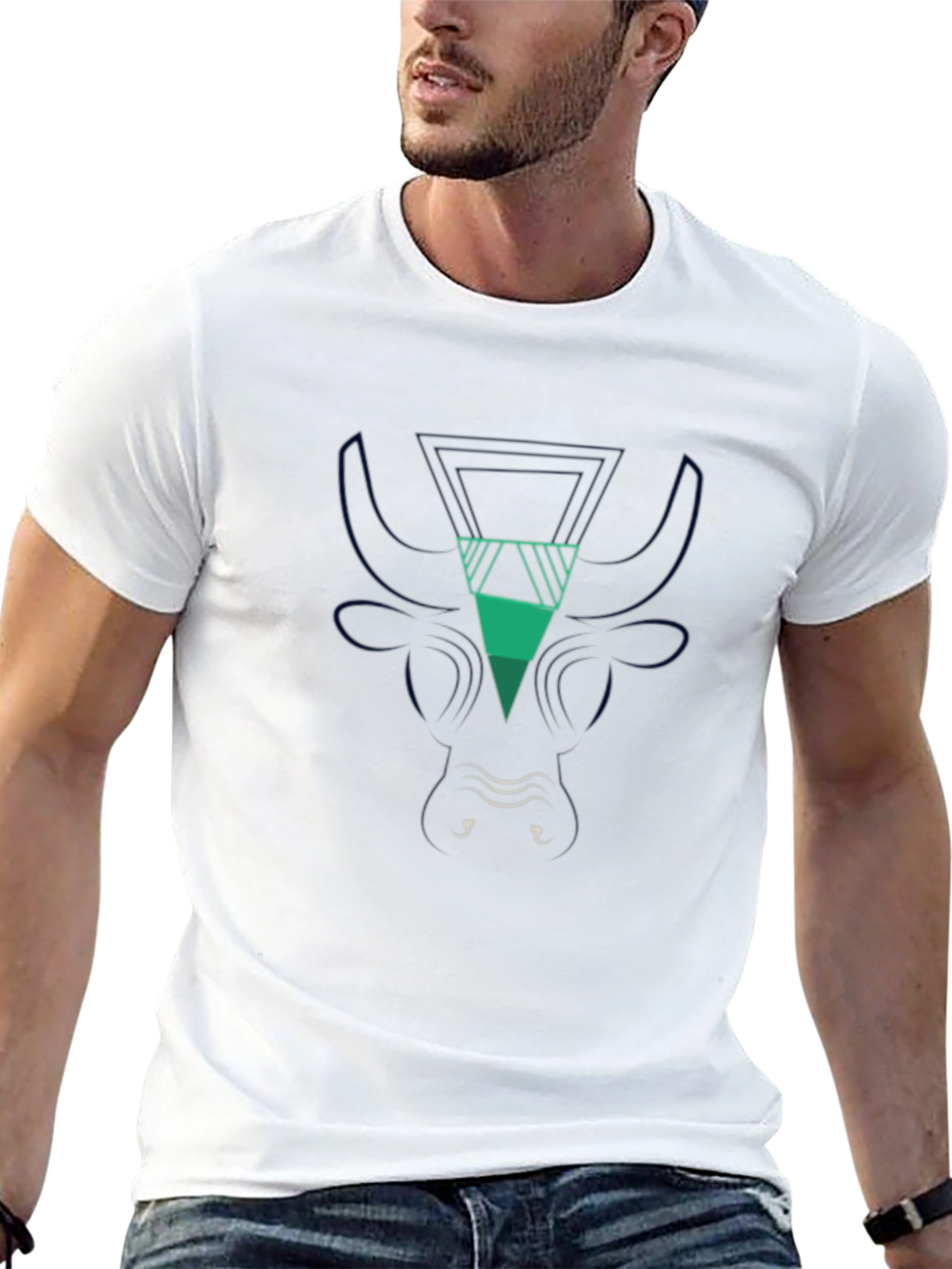 Geometric Bull Graphic T-Shirt