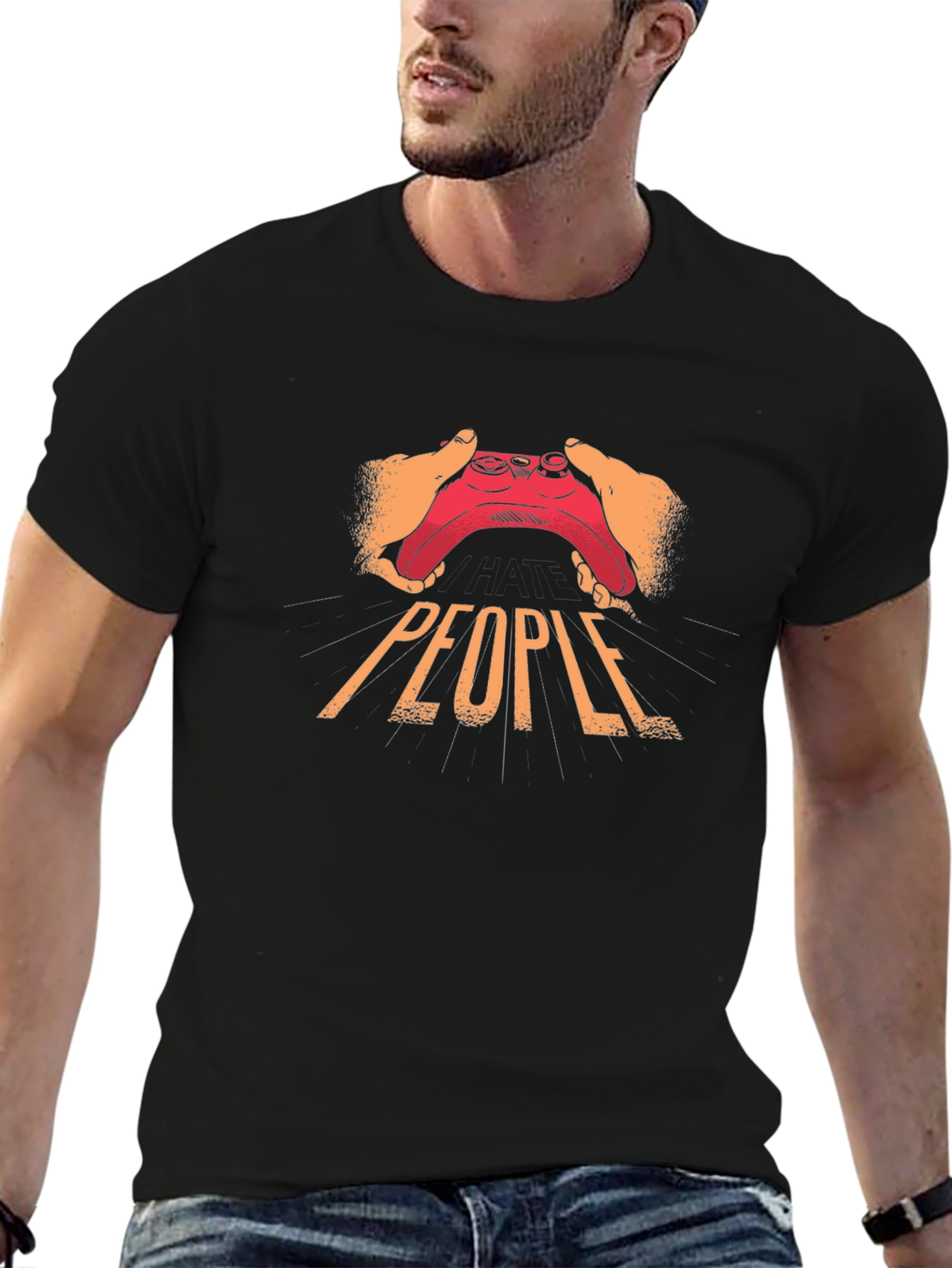 Gamer Graphic Tee: People Controller Design - Black