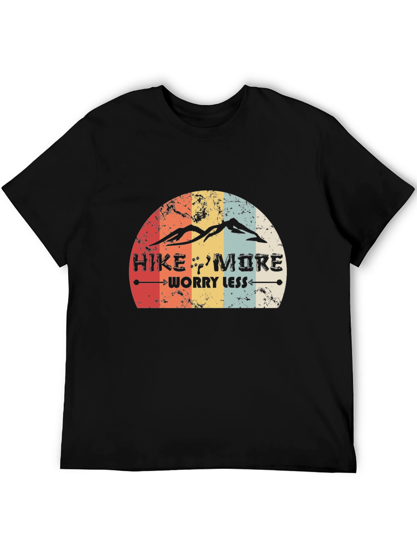 Hike More Worry Less Black Graphic T-Shirt