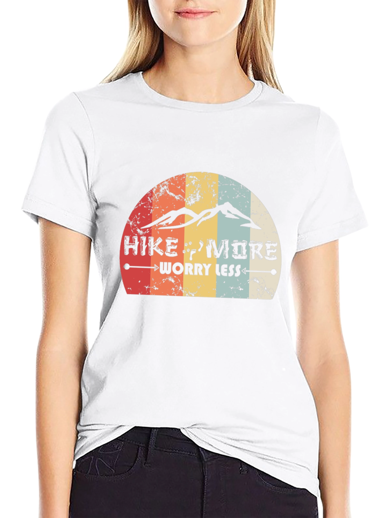 Hike More Worry Less Black Graphic T-Shirt
