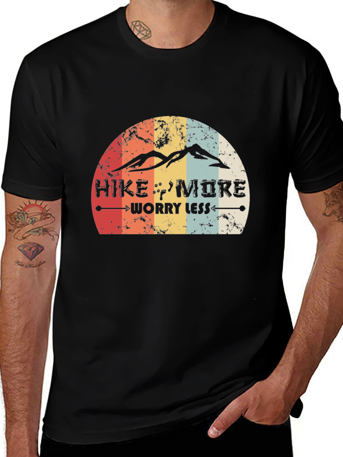 Hike More Worry Less Black Graphic T-Shirt
