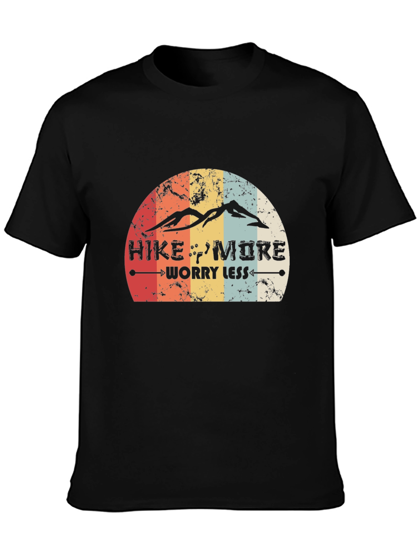 Hike More Worry Less Black Graphic T-Shirt