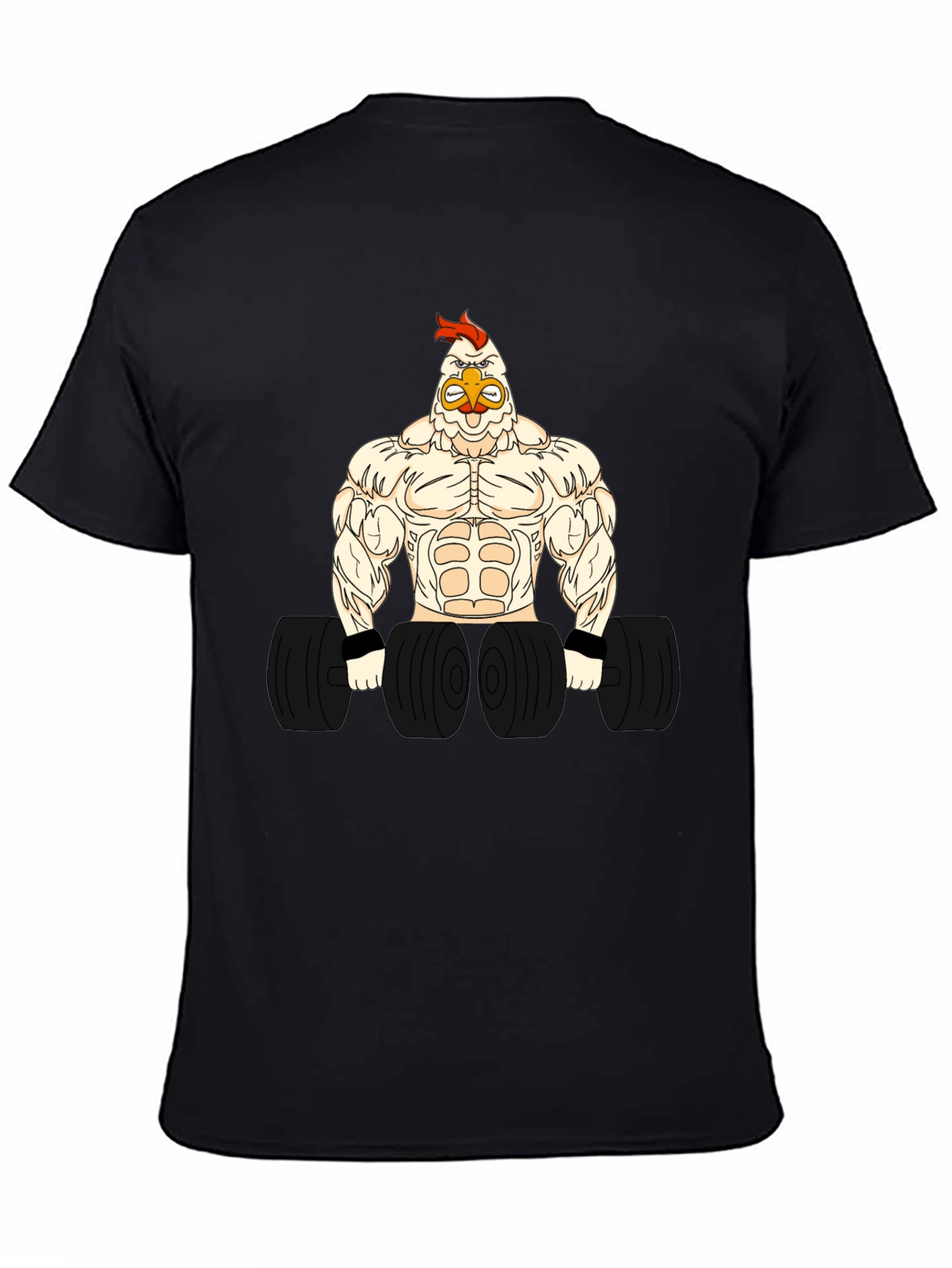 Funny Gym Chicken Graphic T-Shirt - Bodybuilder Rooster