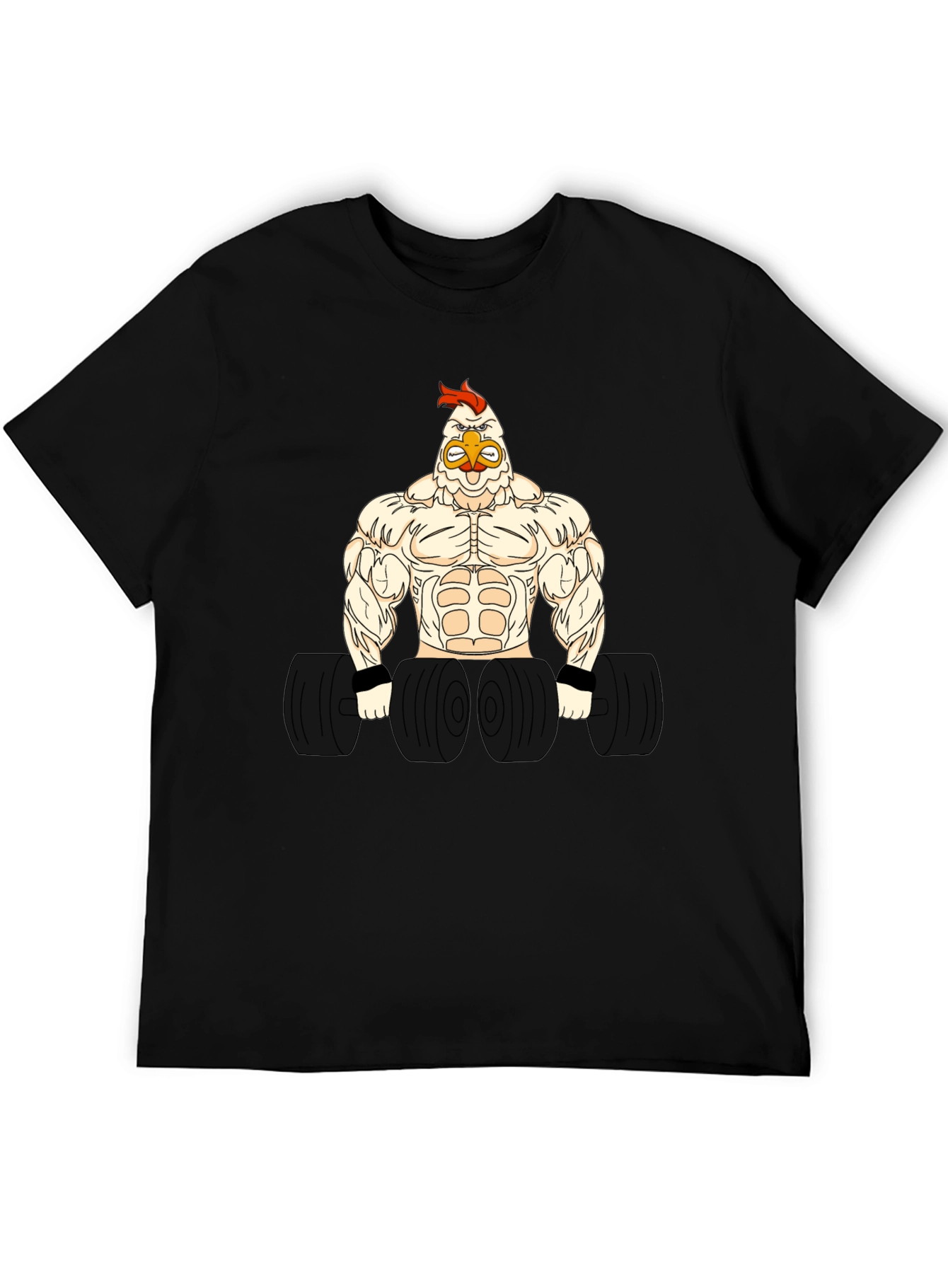 Funny Gym Chicken Graphic T-Shirt - Bodybuilder Rooster