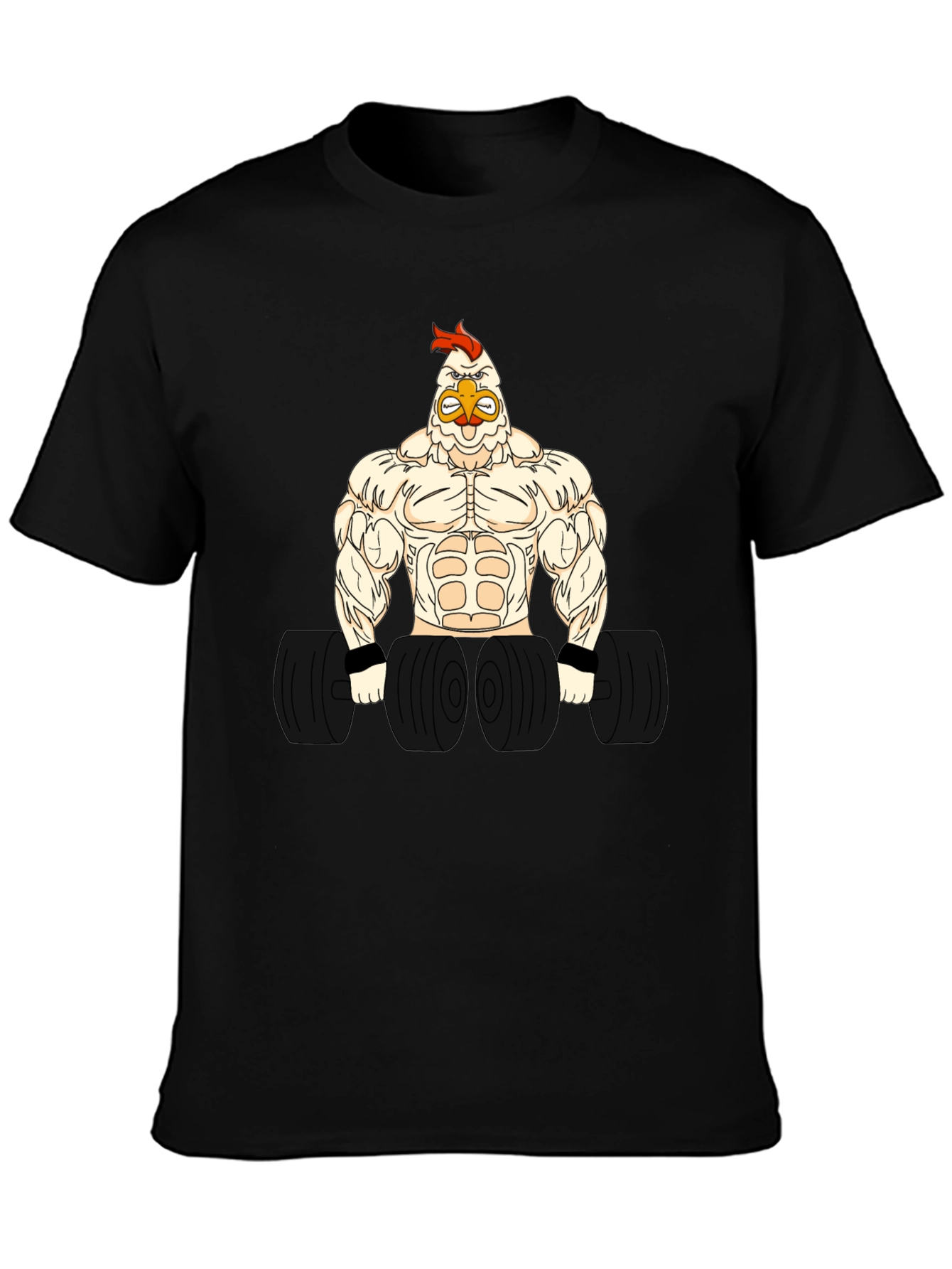 Funny Gym Chicken Graphic T-Shirt - Bodybuilder Rooster