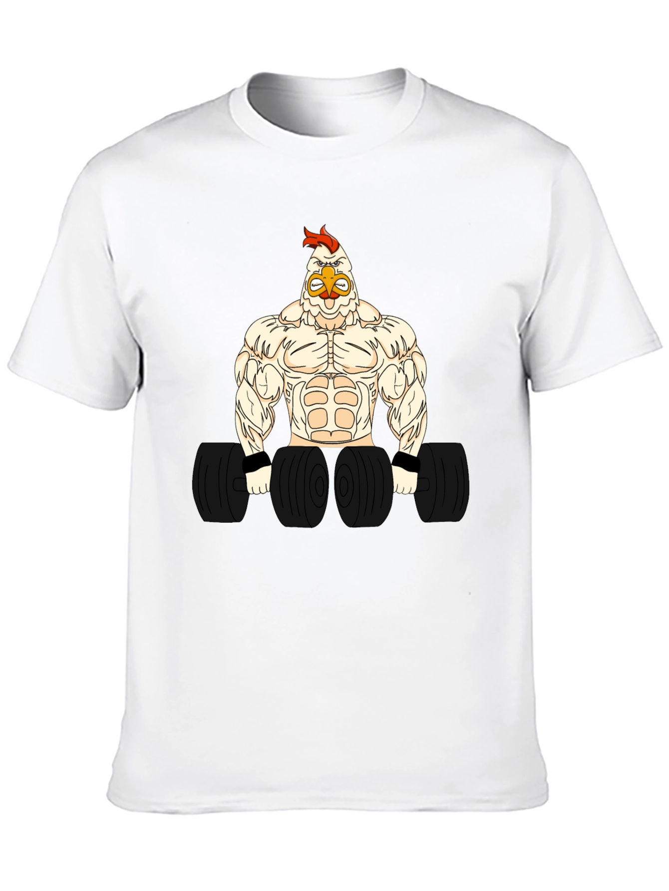Funny Gym Chicken Graphic T-Shirt - Bodybuilder Rooster