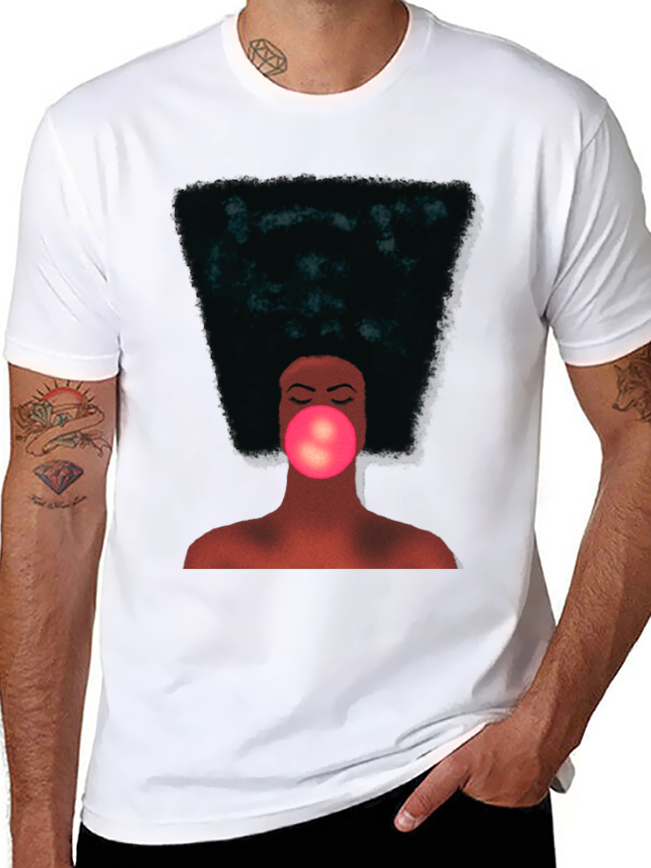 Black Afro Bubble Gum T-Shirt