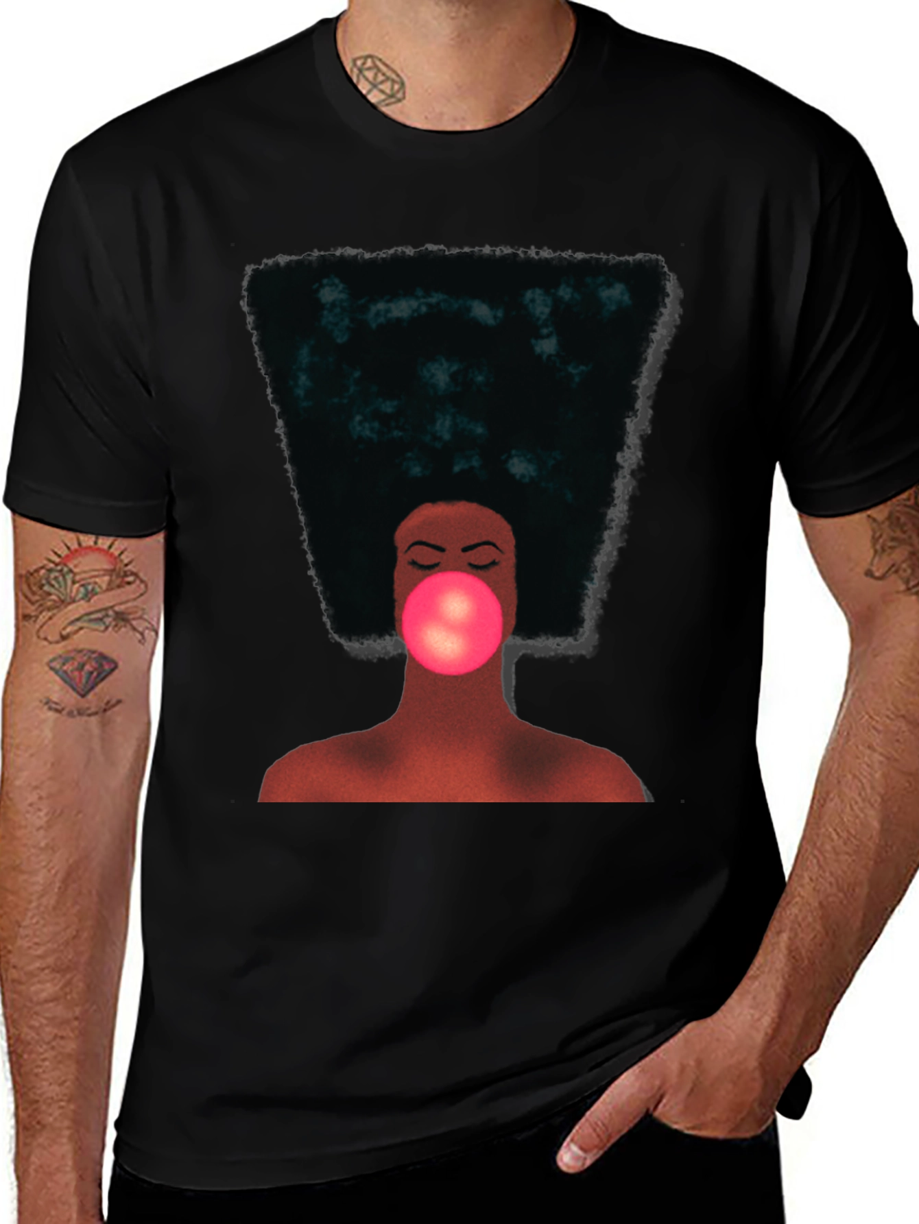 Black Afro Bubble Gum T-Shirt