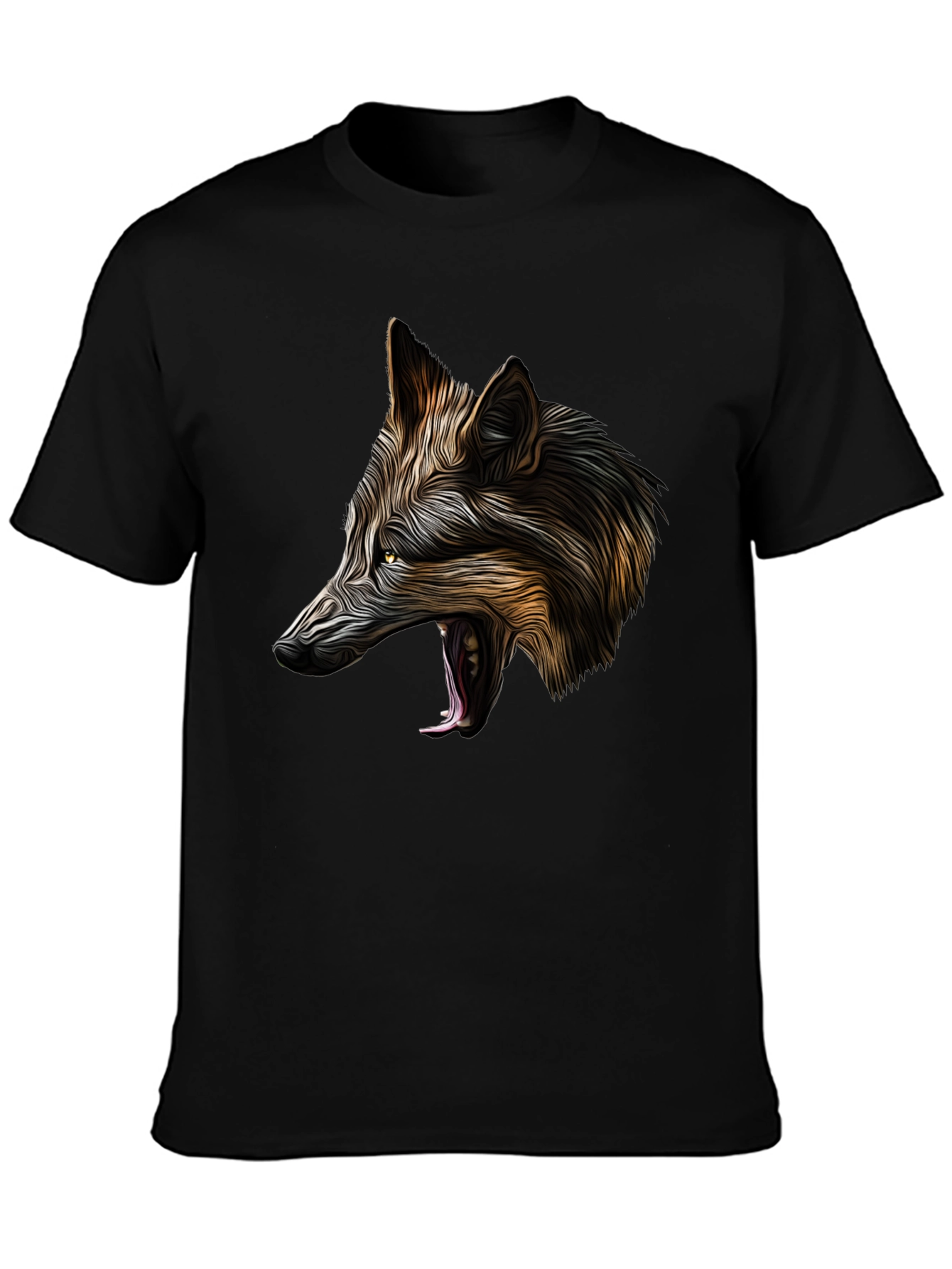 Wolf Graphic Black T-Shirt - Bold Animal Design