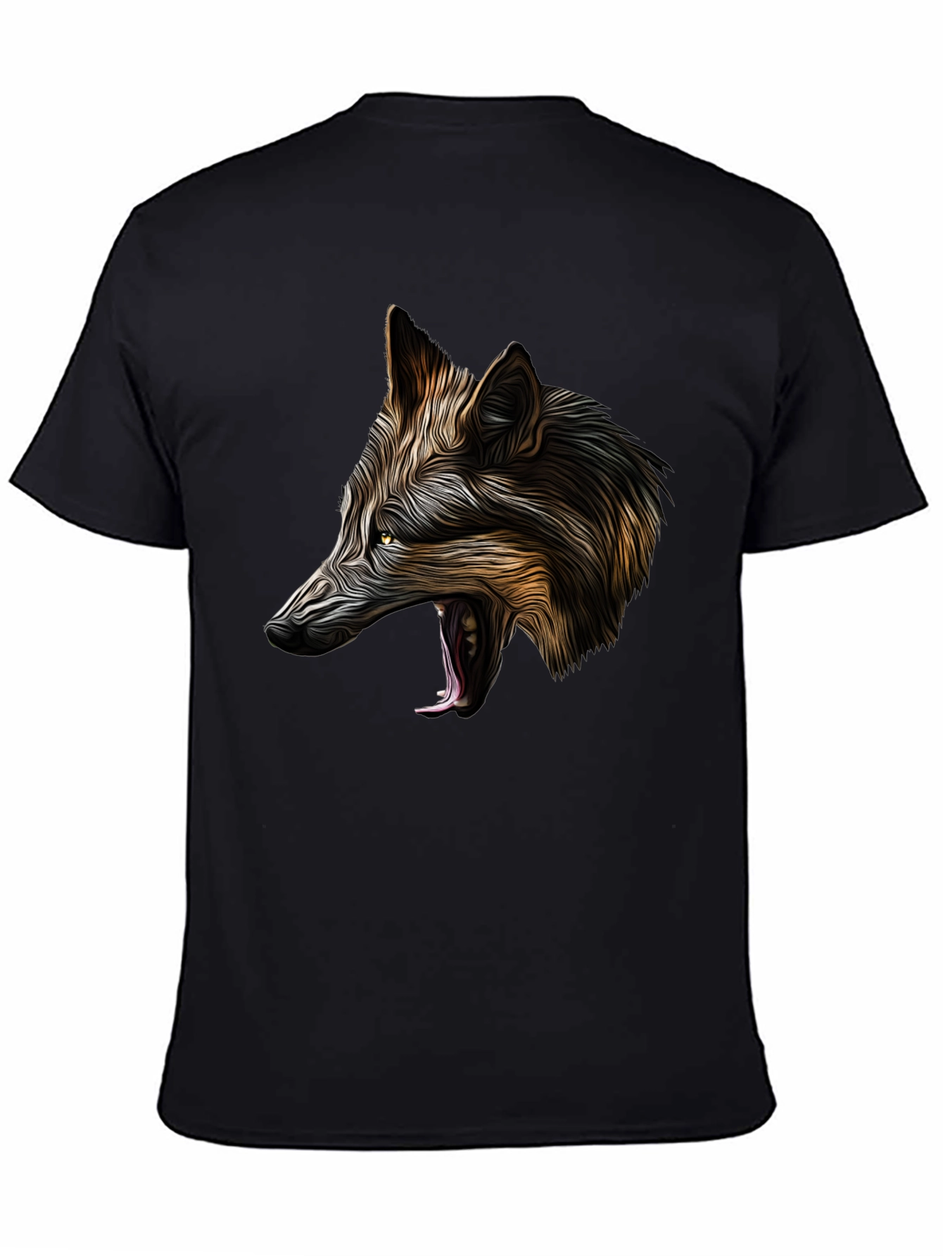 Wolf Graphic Black T-Shirt - Bold Animal Design
