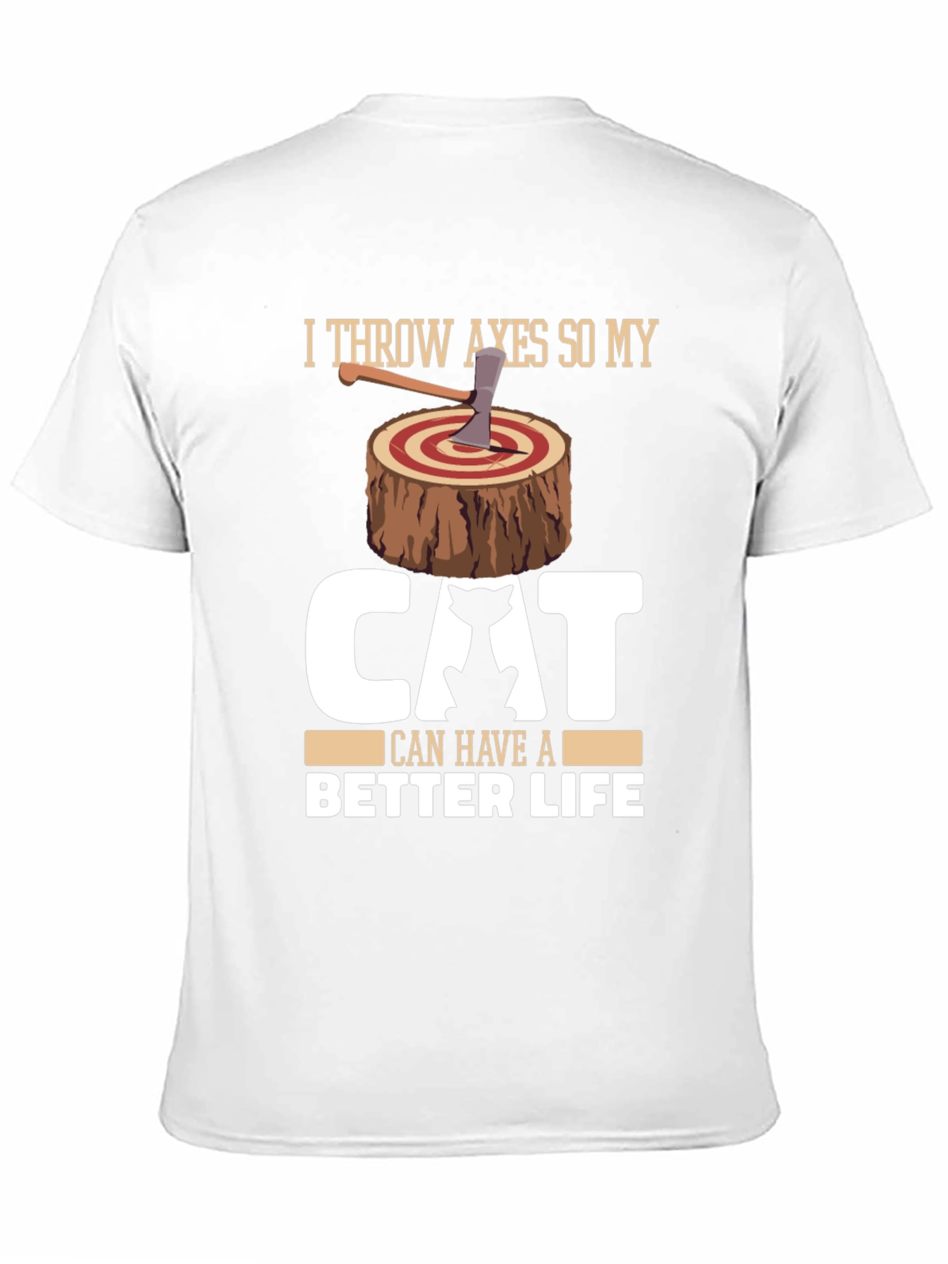 Funny Cat Lover Axe Throwing Graphic T-Shirt