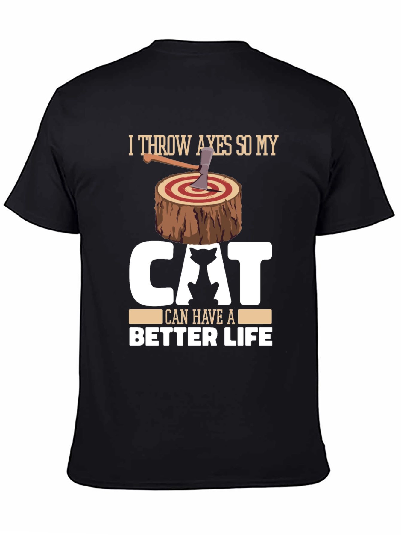 Funny Cat Lover Axe Throwing Graphic T-Shirt