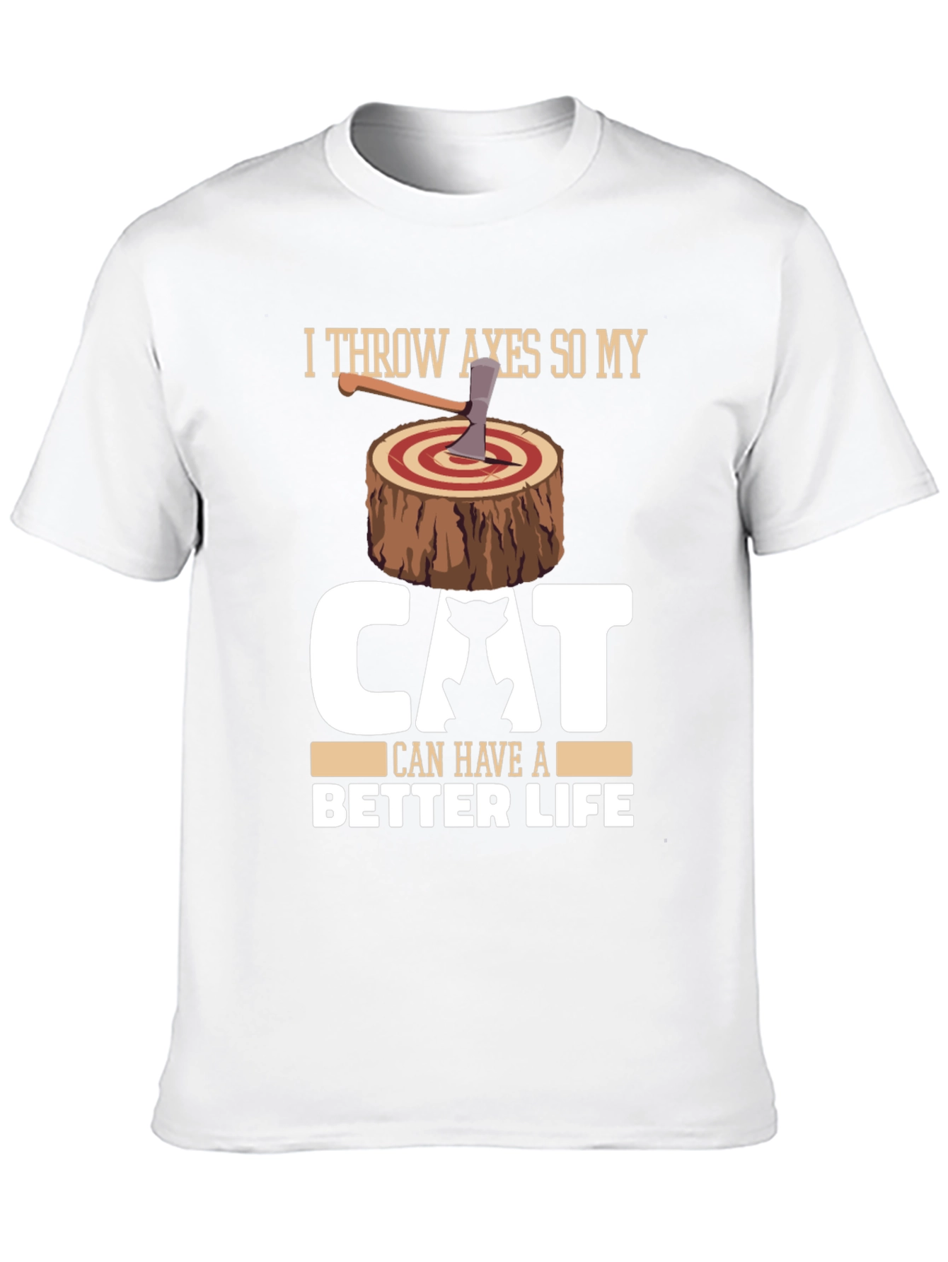 Funny Cat Lover Axe Throwing Graphic T-Shirt