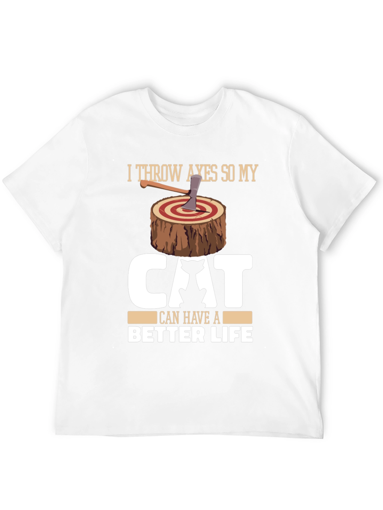 Funny Cat Lover Axe Throwing Graphic T-Shirt