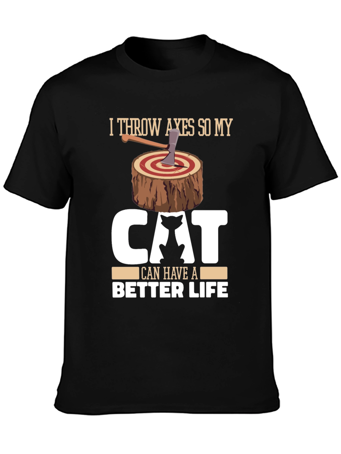 Funny Cat Lover Axe Throwing Graphic T-Shirt