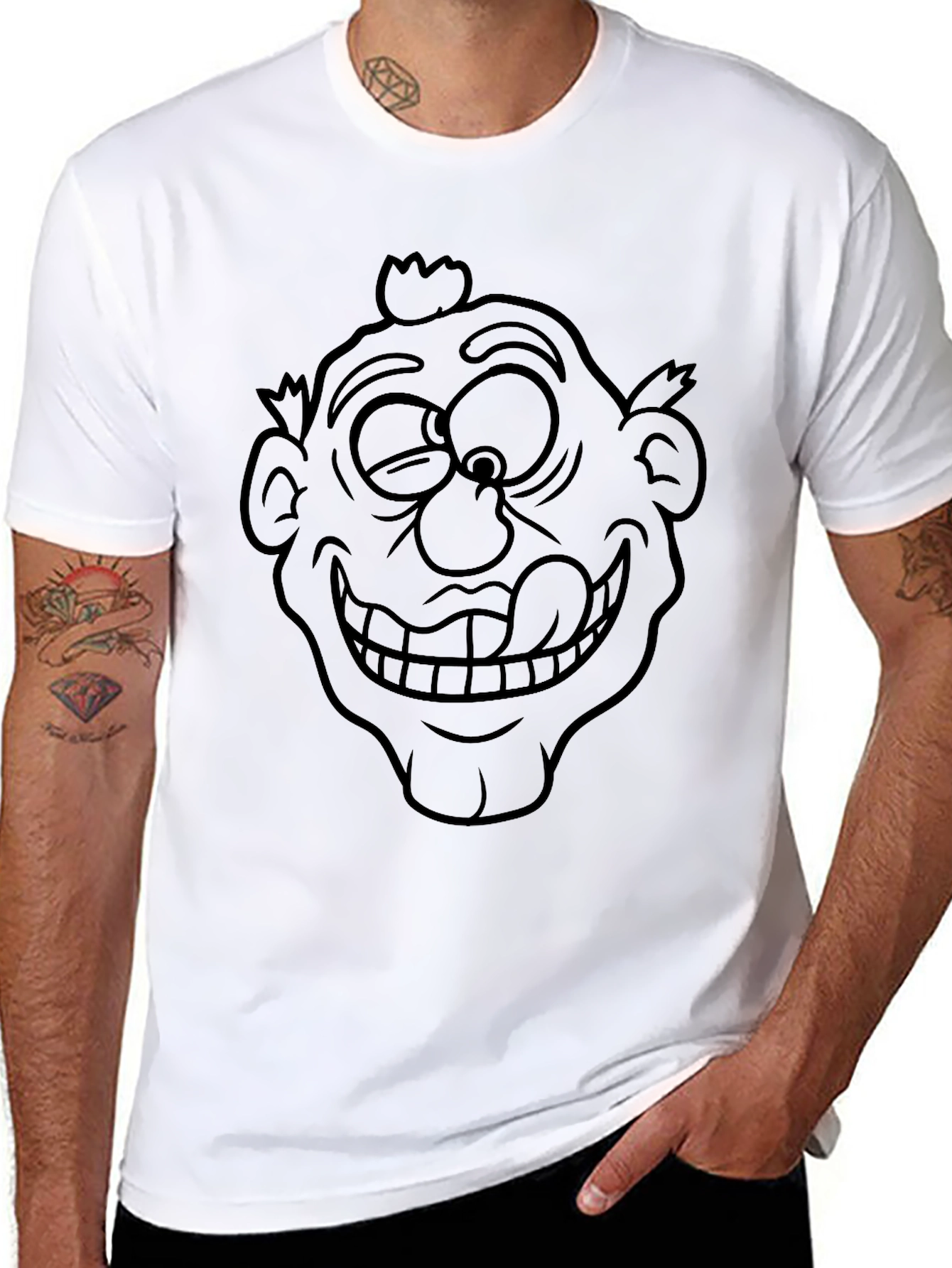Cartoon Face Black T-Shirt
