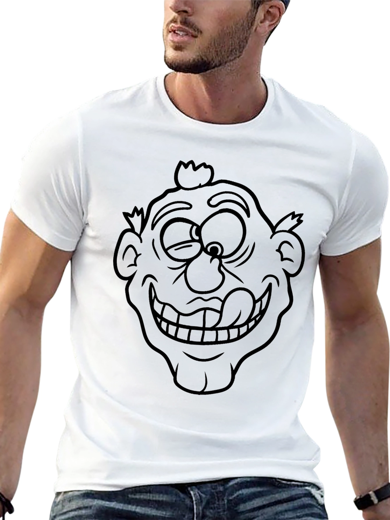 Cartoon Face Black T-Shirt