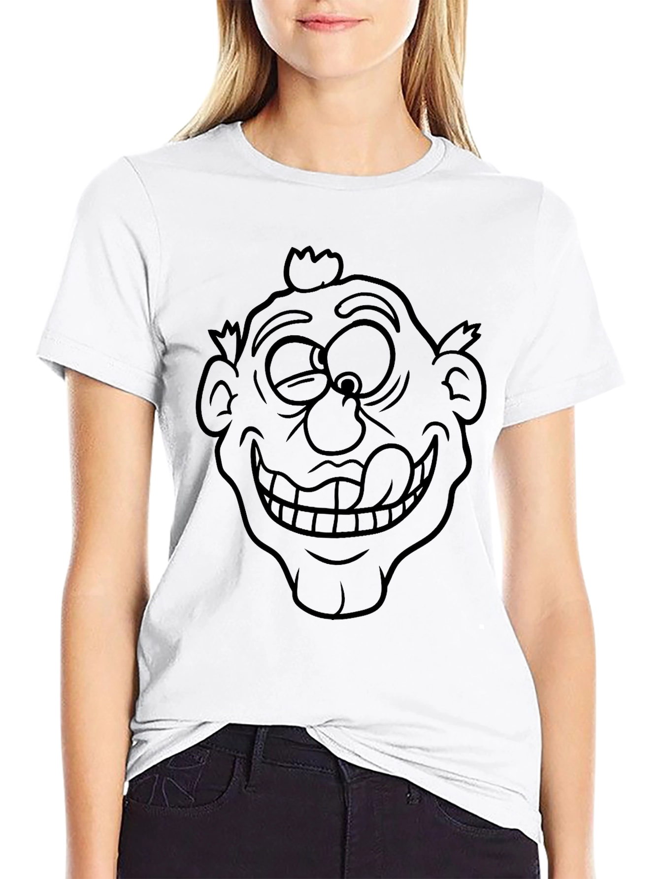 Cartoon Face Black T-Shirt