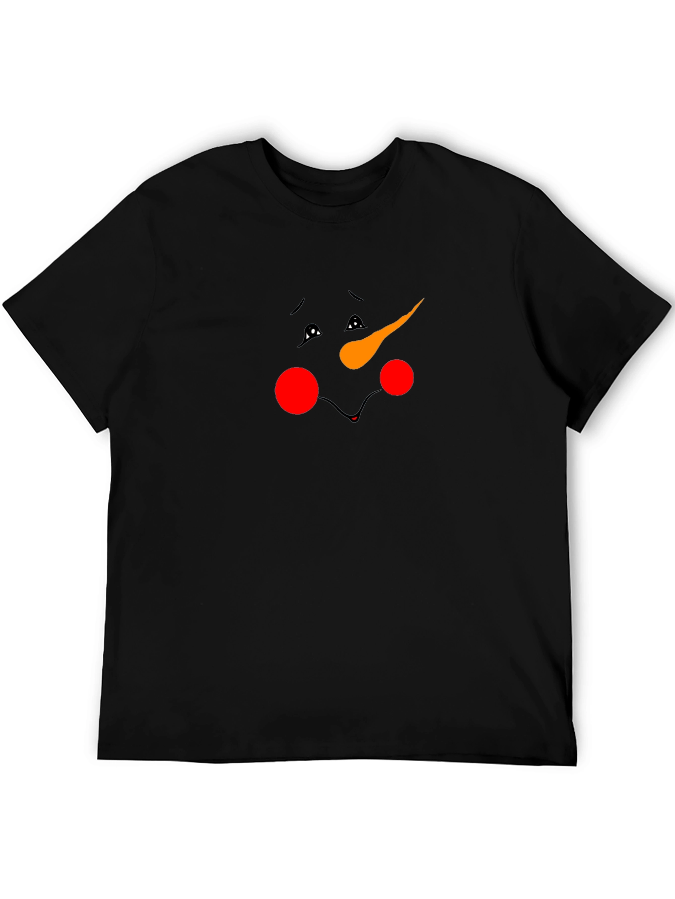 Sad Snowman Face Black T-Shirt