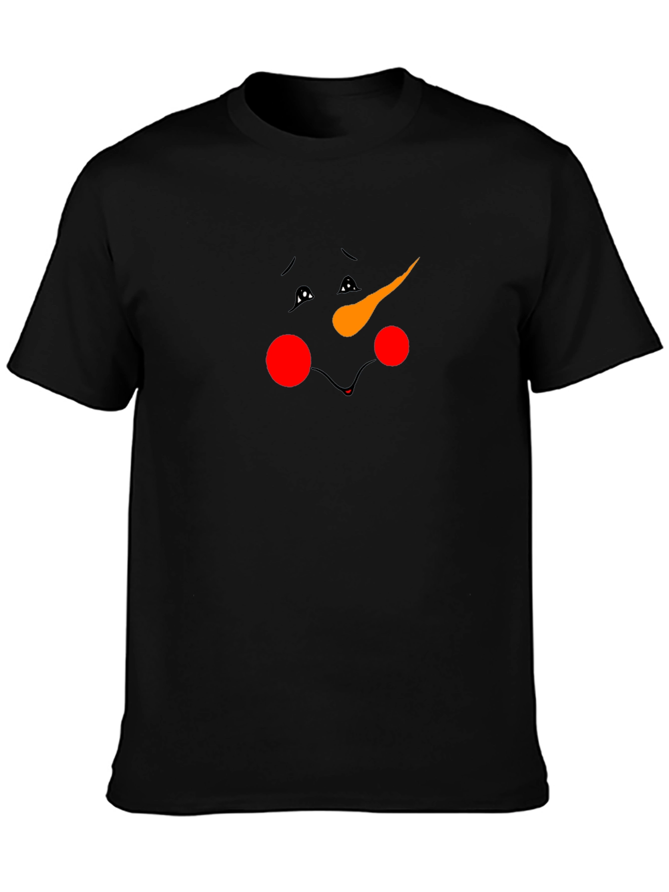 Sad Snowman Face Black T-Shirt