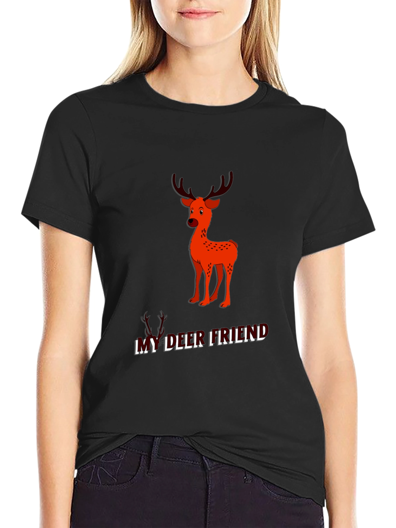 My Deer Friend Black Graphic Tee