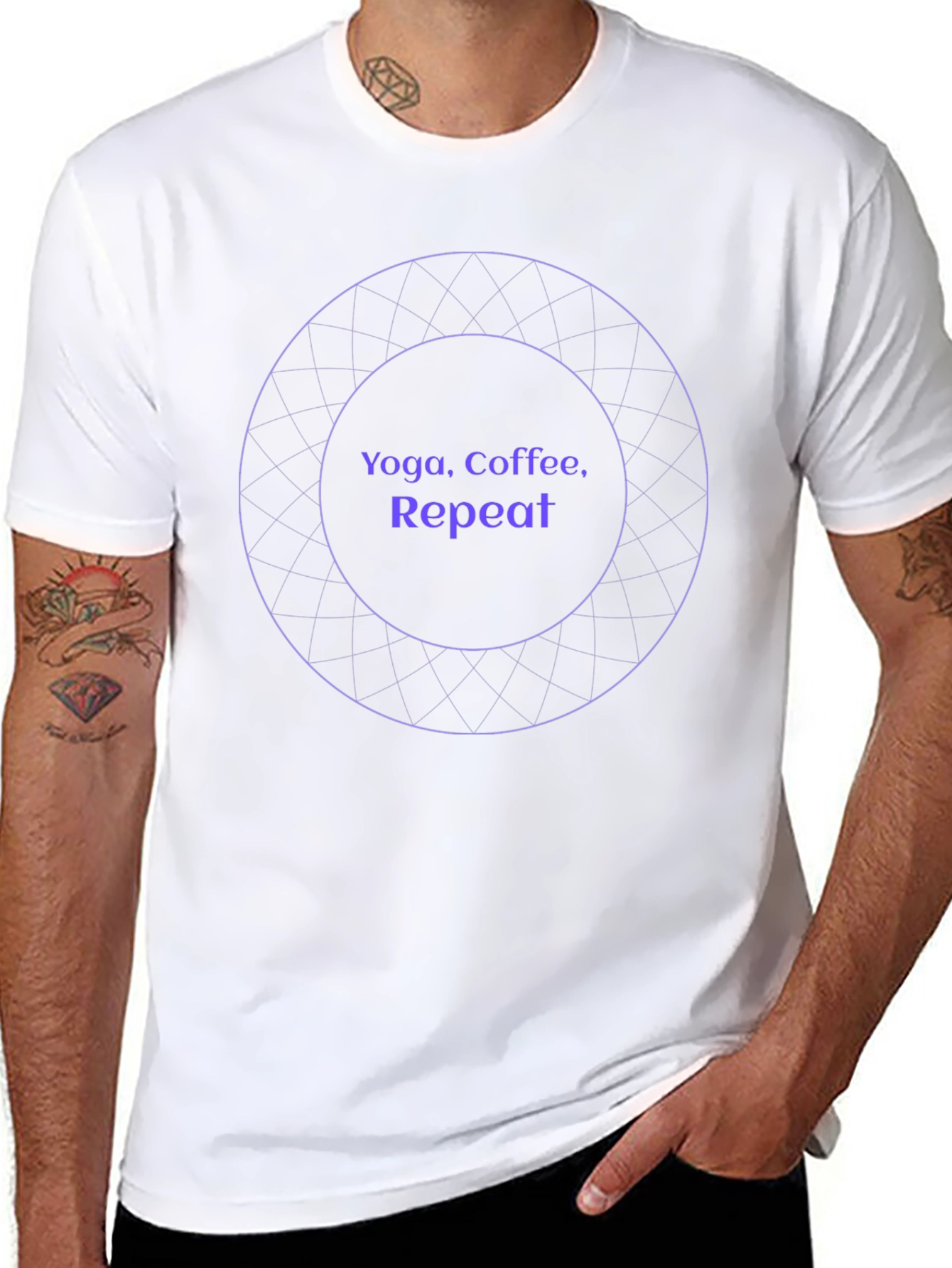 Yoga Coffee Repeat Graphic Tee - Black